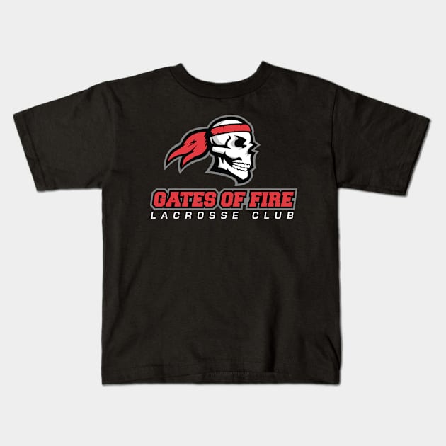 Gates Of Fire Lacrosse Club Red Logo Kids T-Shirt by GatesOfFire